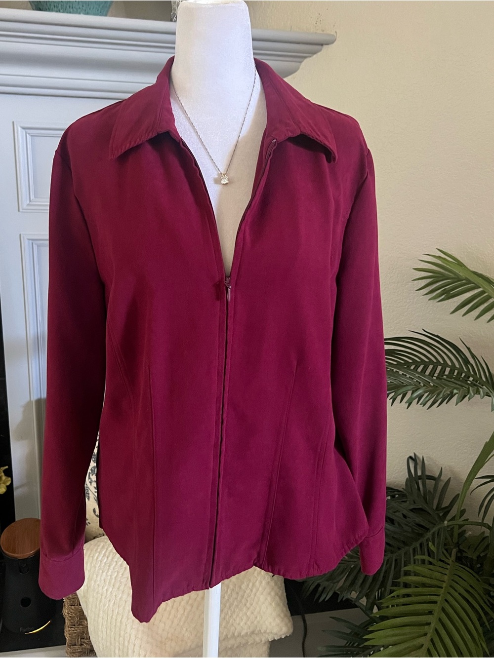 Sonoma Zip-Front Blazer Jacket in Deep Berry